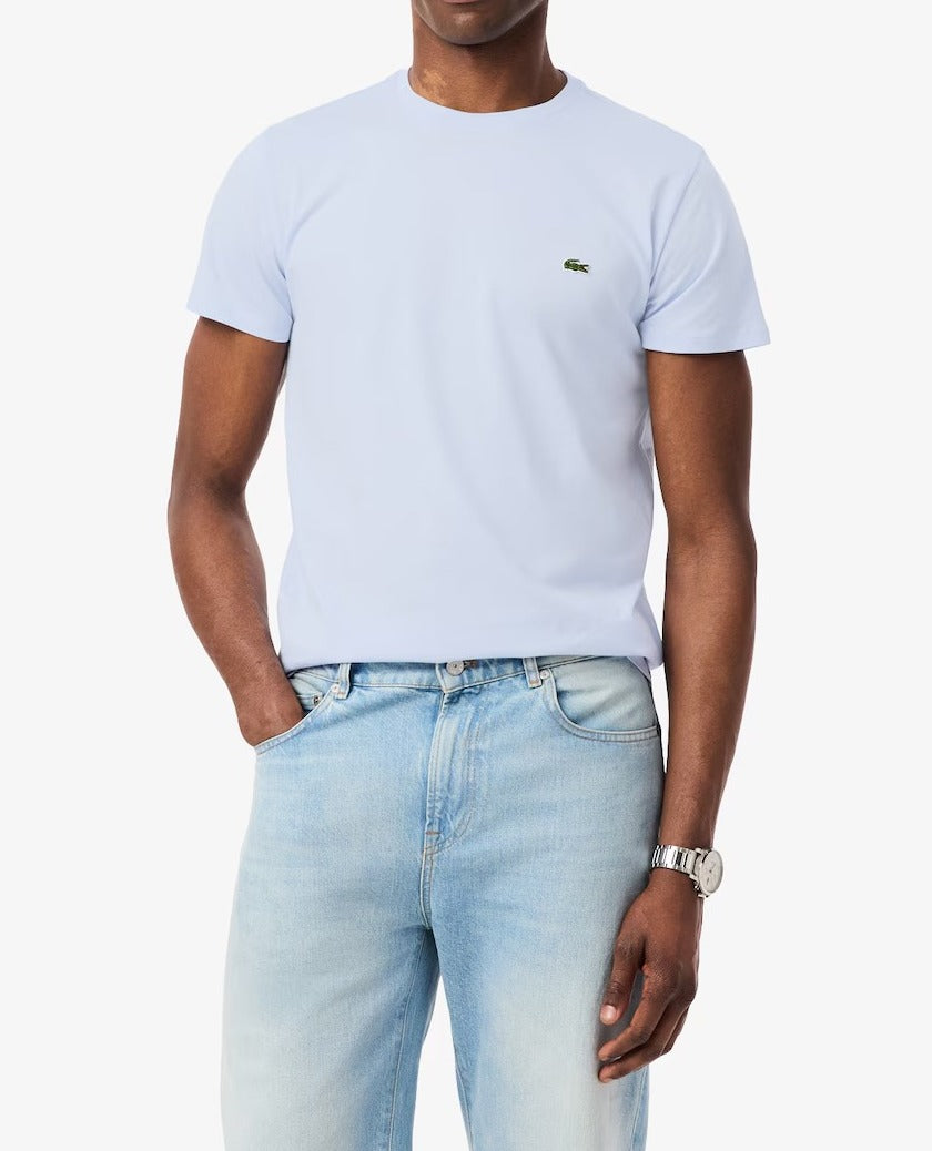 Lacoste TH6709 T-Shirt Uomo Blu Chiaro Cotone Pima