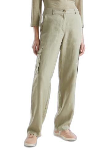 Benetton Pantaloni Donna lino cargo Beige 152 taglia 36