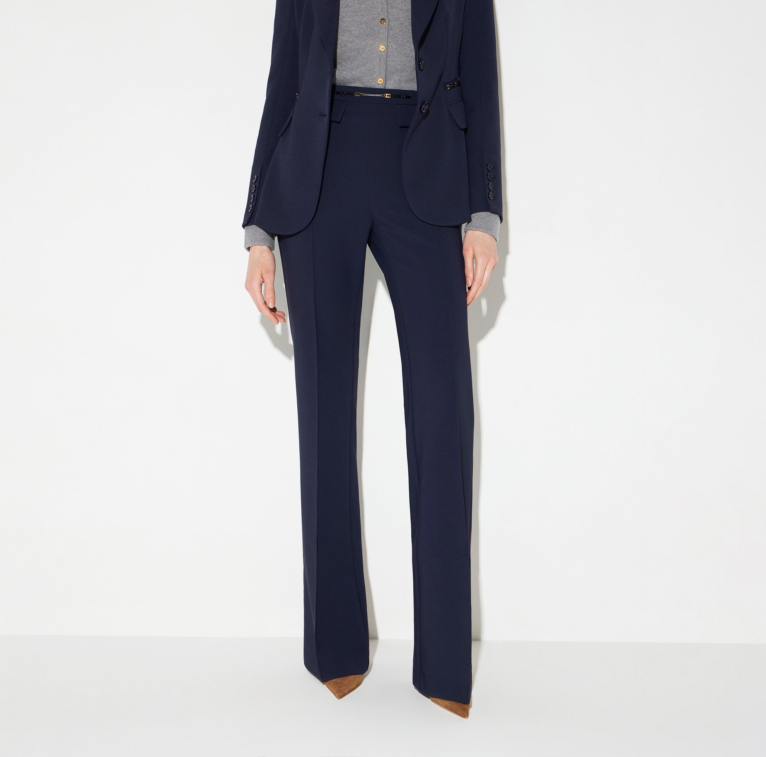 Elisabetta Franchi PA19666E2 pantalone palazzo blu notte