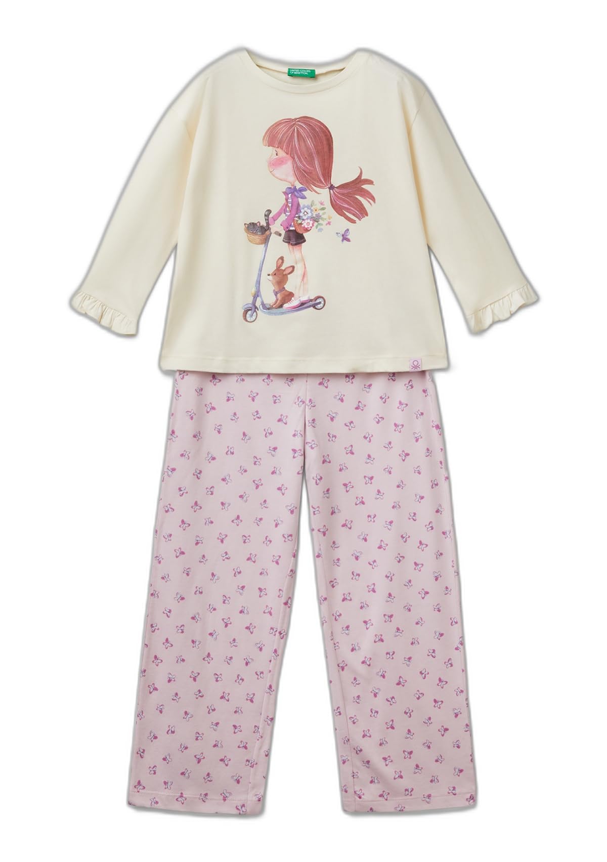 Benetton 3y5e0p08b Pigiama Bambina Jersey Taglia XS