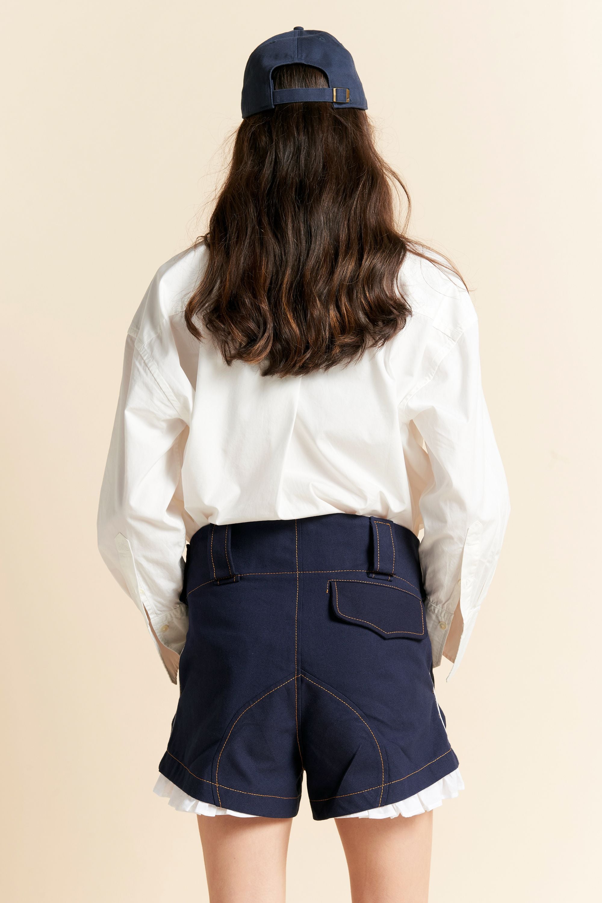 Karen Walker Harbour shorts cotone bio Navy