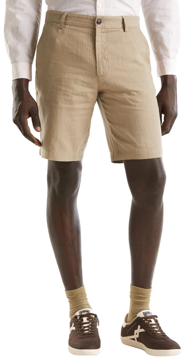 Benetton Bermuda chino uomo 42 verde oliva misto lino