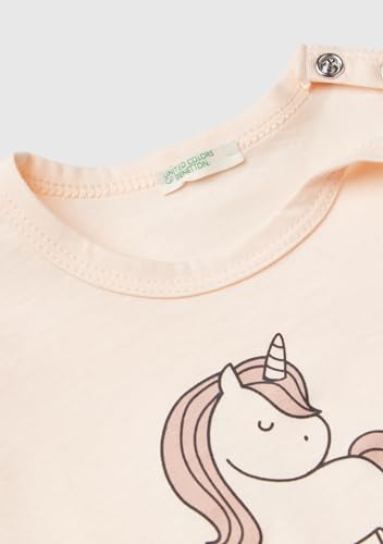 Benetton 3I1XA104K T-Shirt Bimbo Cotone Bianco Panna