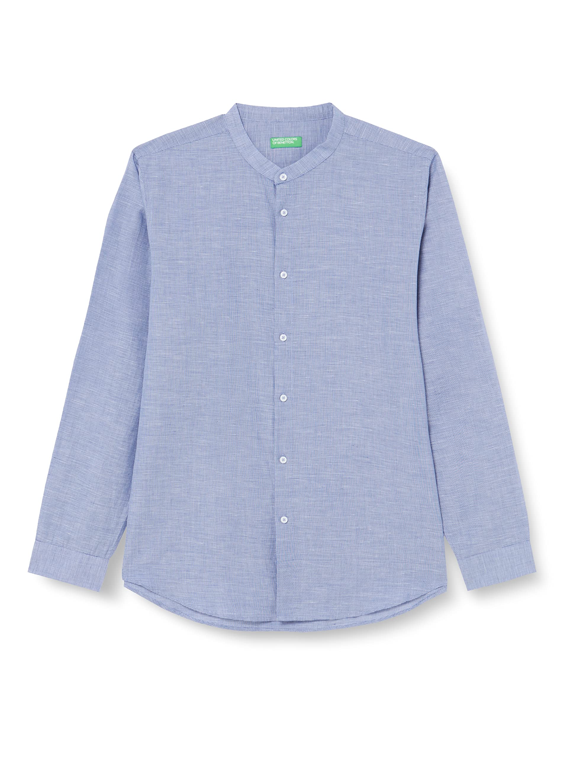 Benetton Camicia uomo slim collo coreana manica lunga