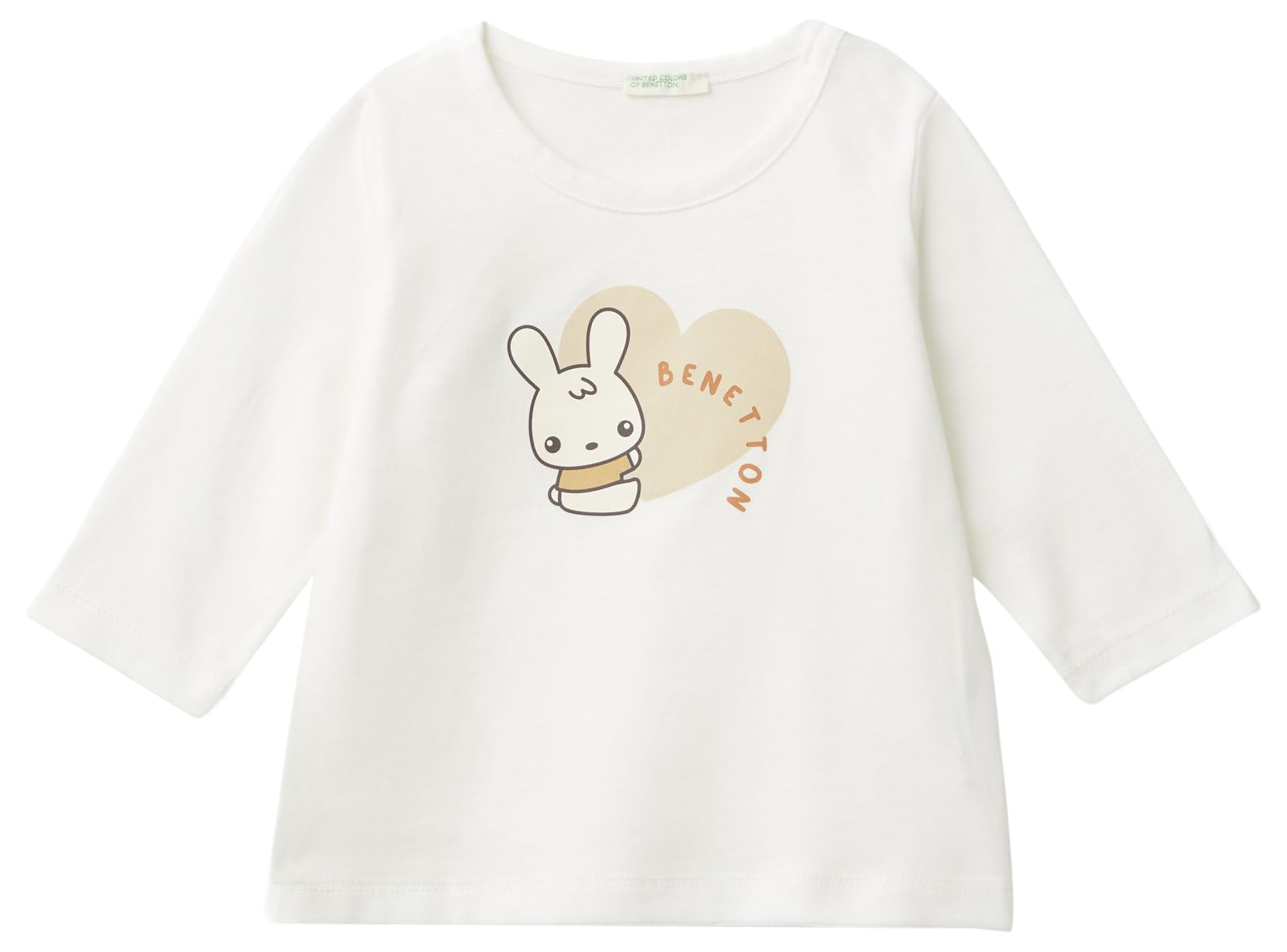 Benetton T-shirt bimbo manica lunga 74 bianco cotone