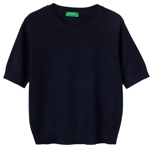 Benetton Maglia Donna Girocollo Manica Corta Regular