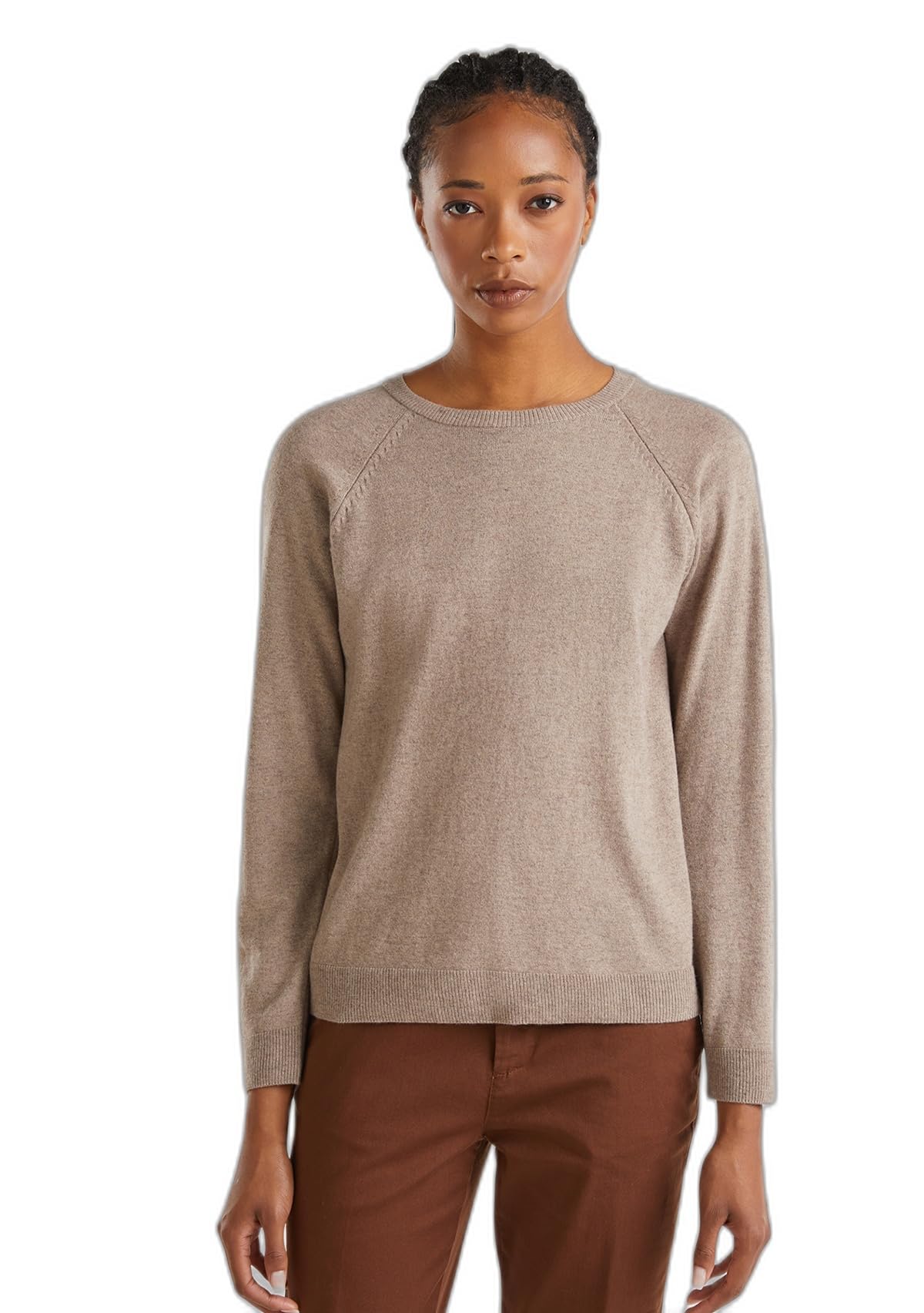 Benetton Maglieria Maglia Donna Marrone Lana Girocollo