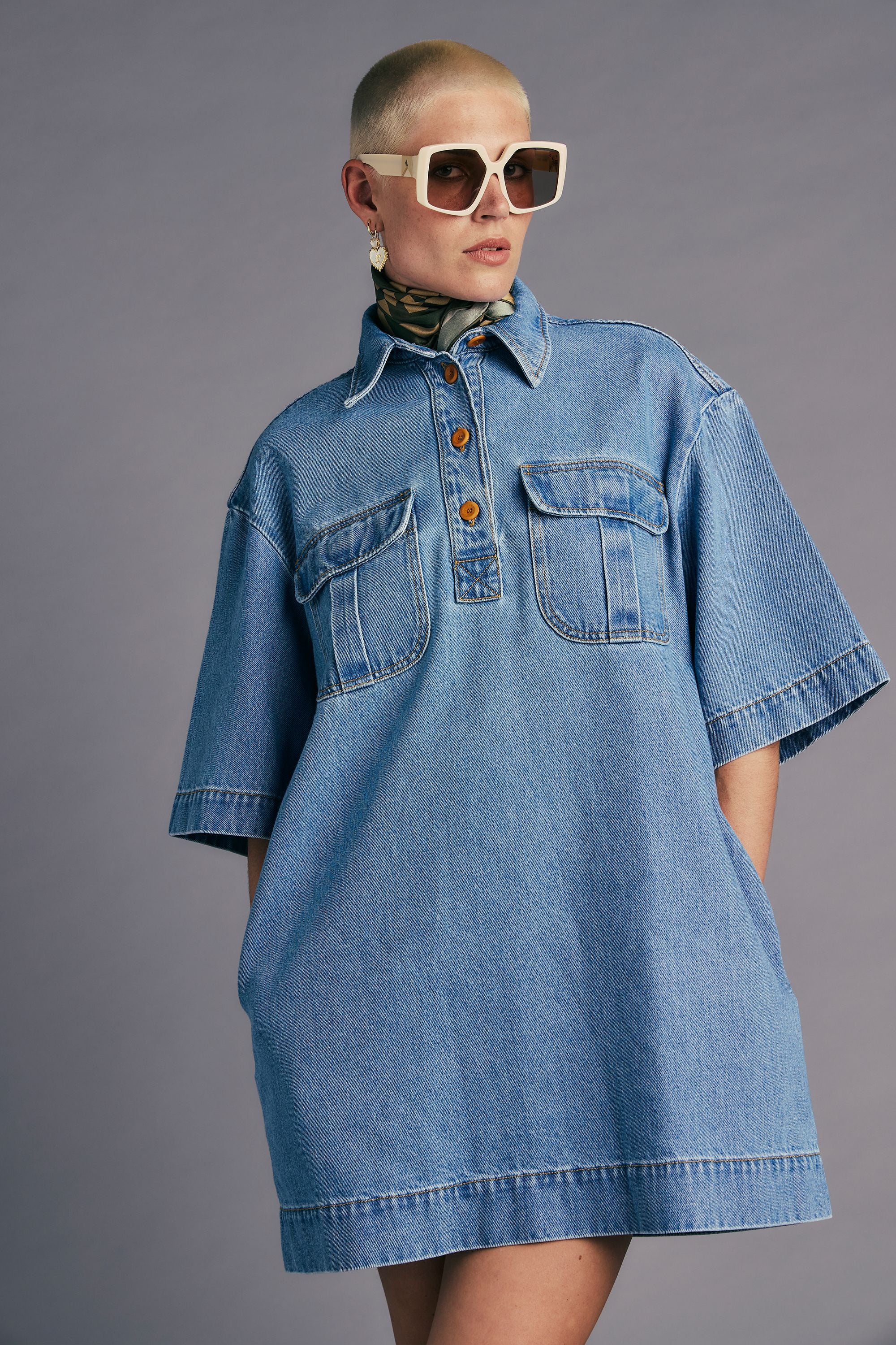 Karen Walker Traveller's abito denim Light Blue