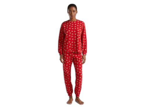 Benetton Set Pigiama Donna Manica Lunga Cotone Taglia L Fantasia