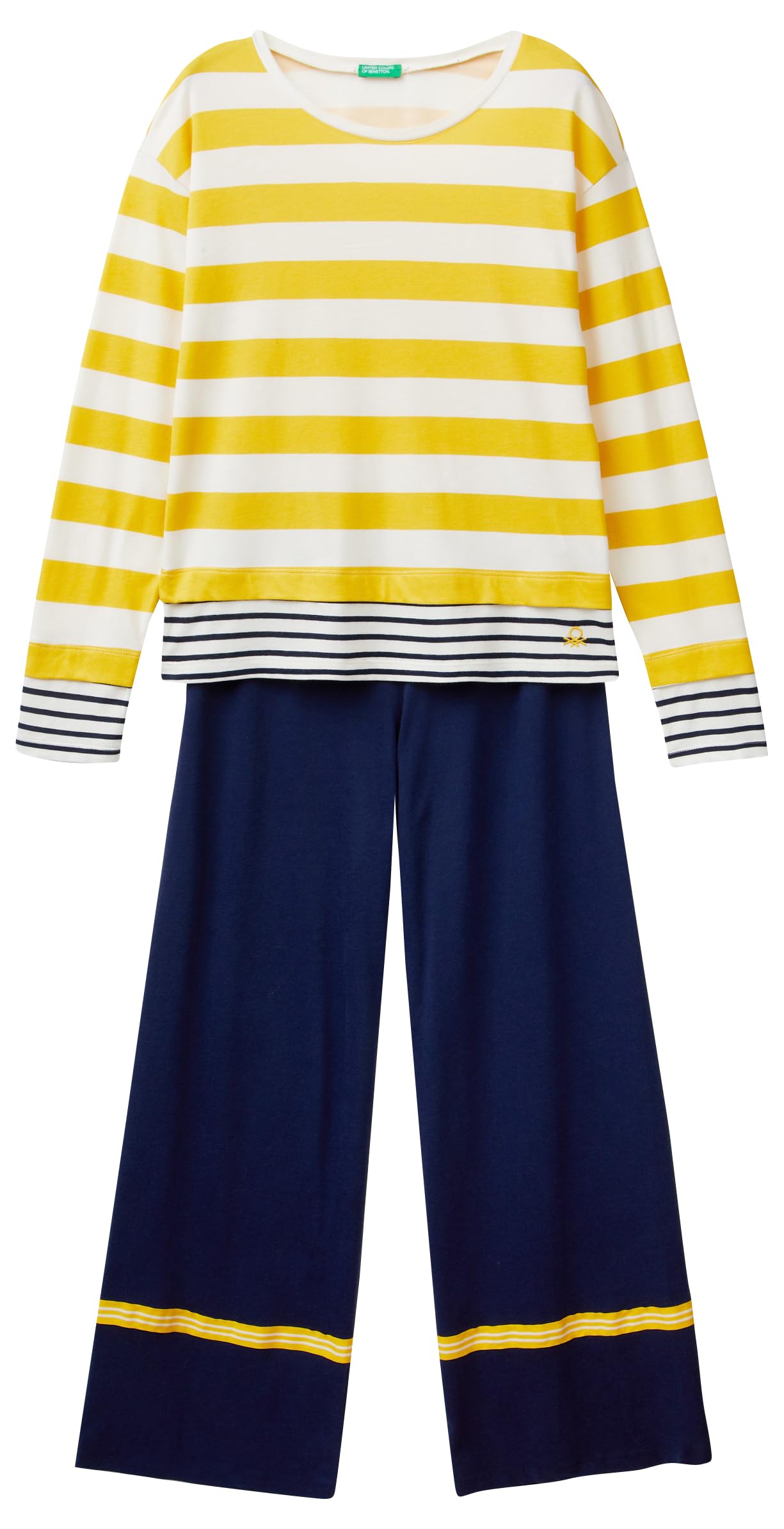 Benetton 3okg3p033 Set Pigiama Donna Cotone Multicolor