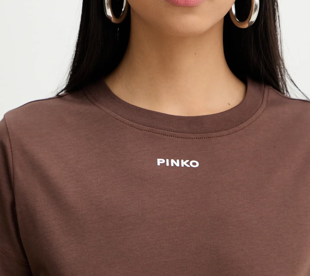 Pinko 100373 A34F T-Shirt Marrone Cotone Regular