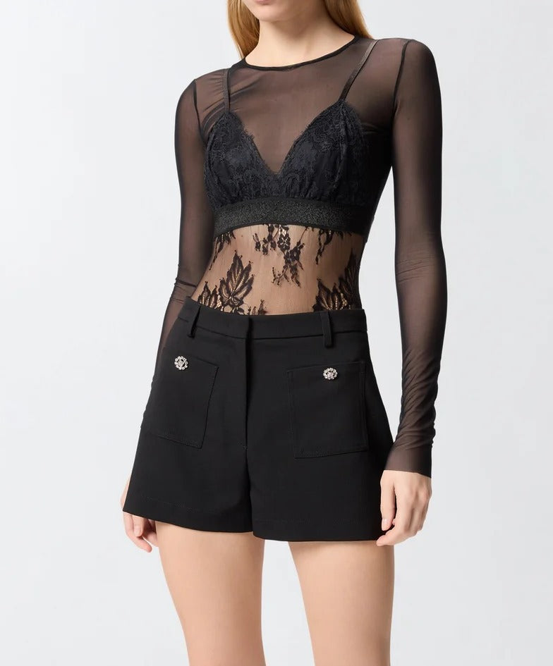 Pinko Fagiolino 106272 Body Donna Nero Pizzo