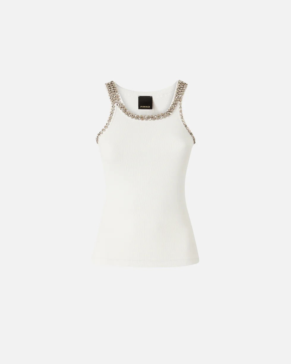 Pinko Coriandoli 104109 A35Y canotta donna bianco costine