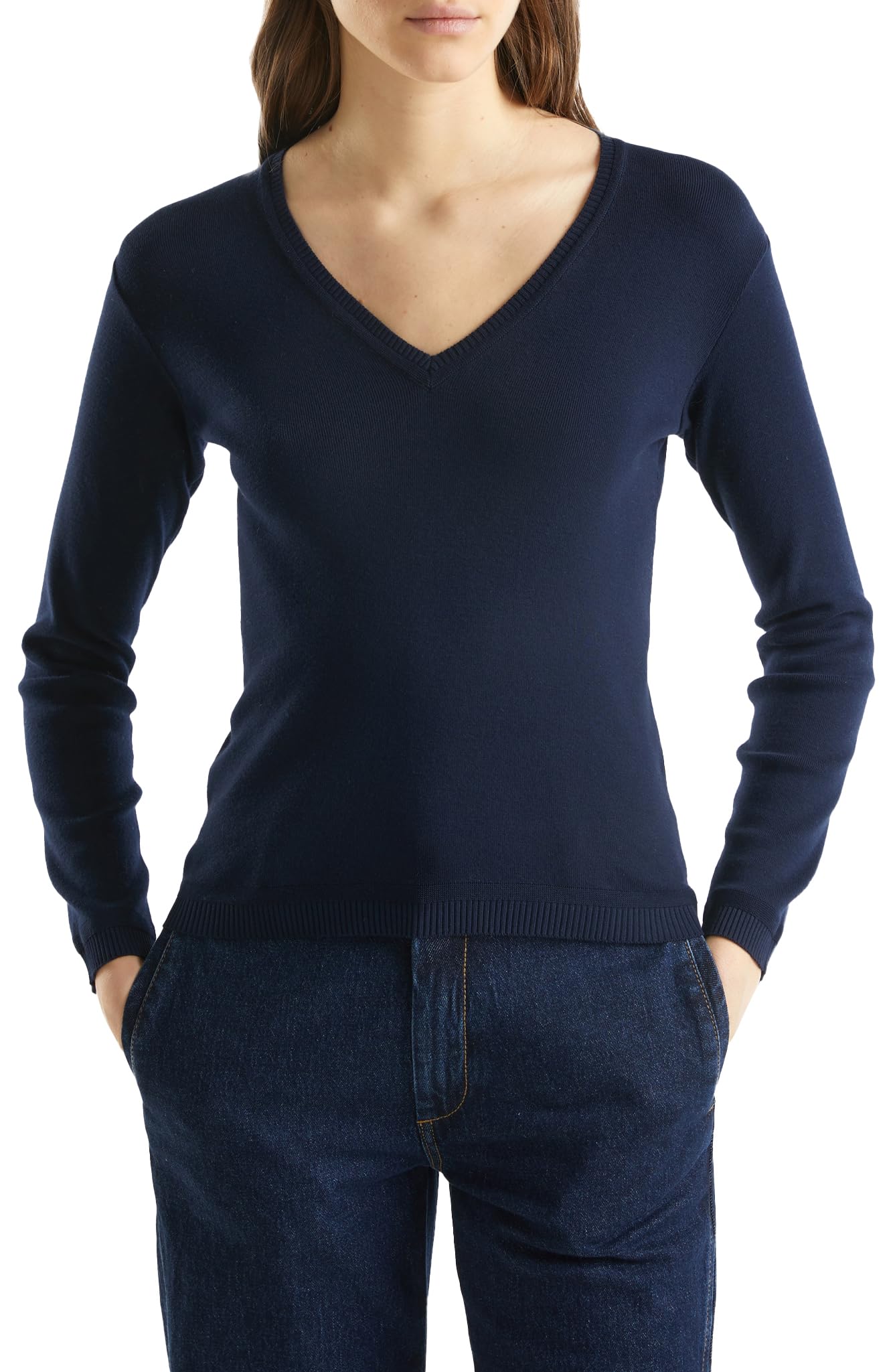 Benetton Maglieria 1091d4625 Maglia Scollo V Donna