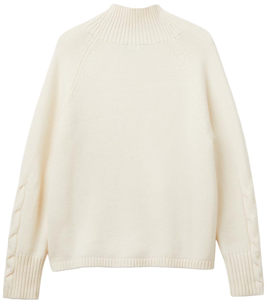 Benetton Maglieria 10K1D204G Maglione Lupetto Donna Bianco