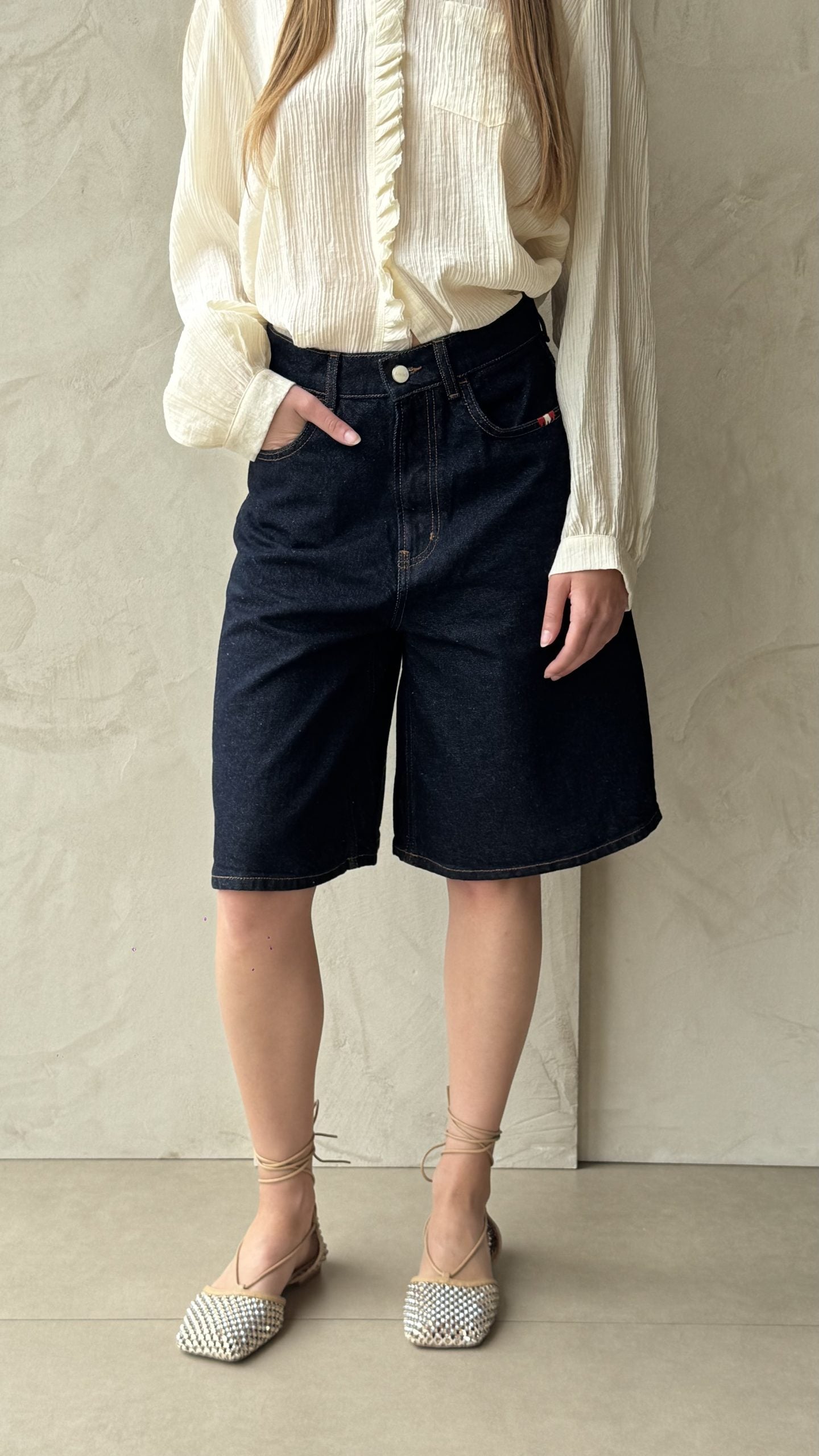 Amish AMD171D5700021 bermuda donna denim blu taglia 27