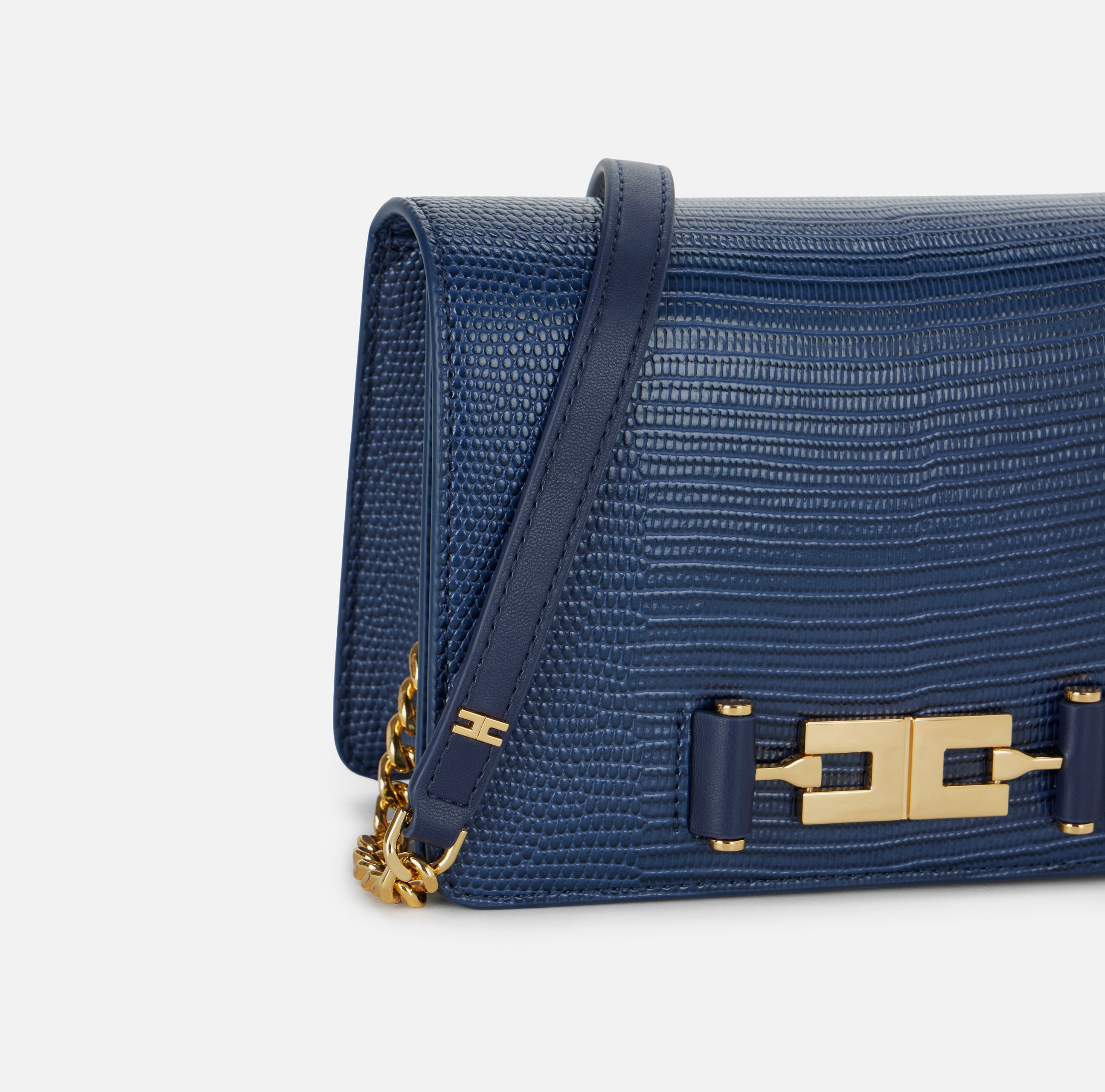 Elisabetta Franchi BS09A66E2 Borsa Blu Notte Lucertola