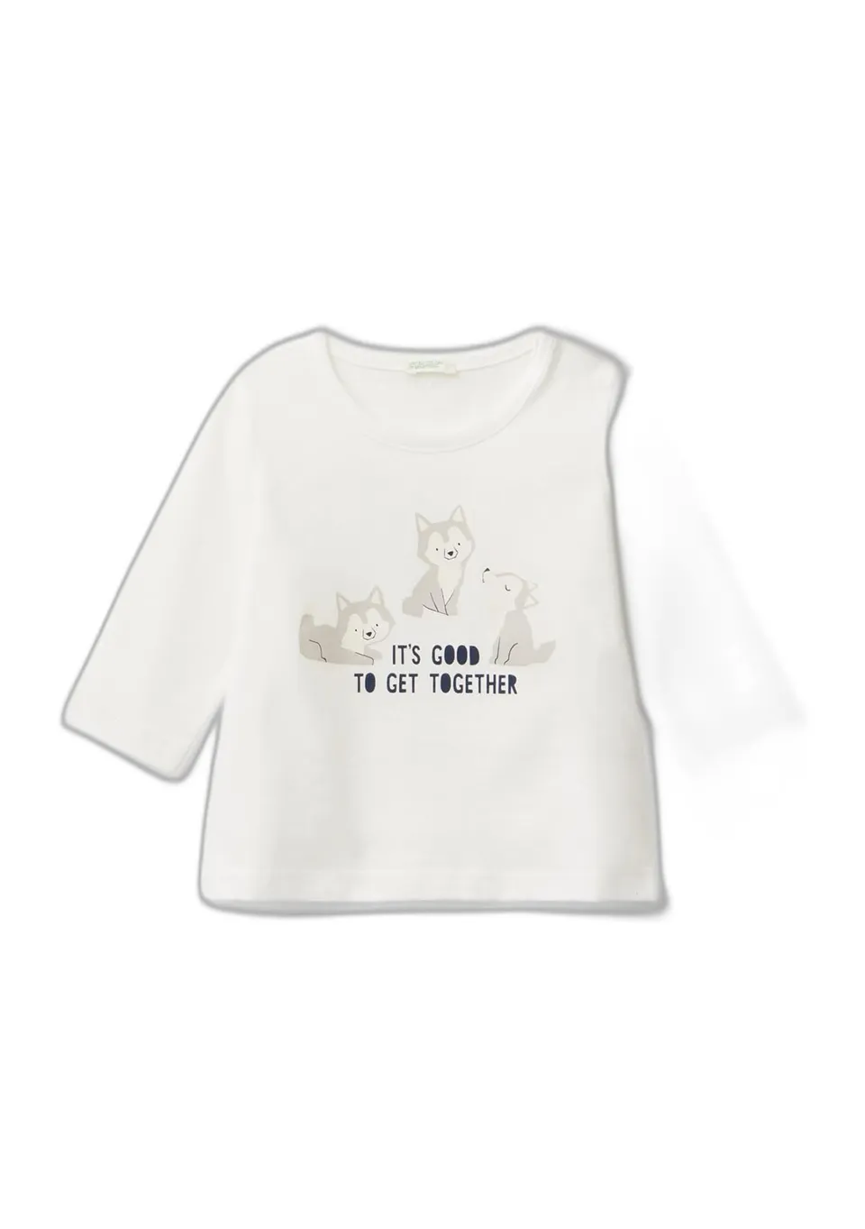 Benetton T-shirt bimbo manica lunga verde cotone