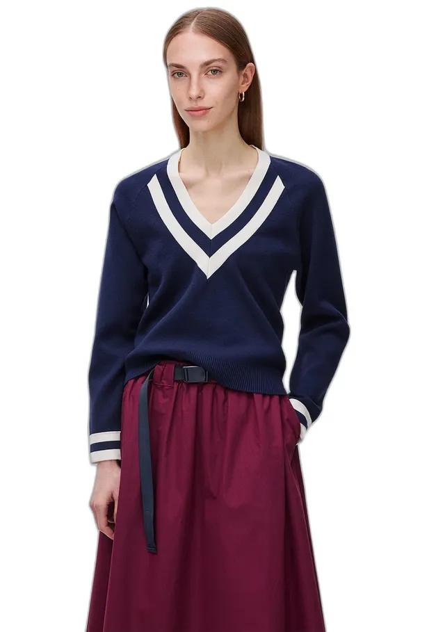 Benetton Maglieria 1z8ce403q maglia scollo a V boxy jacquard