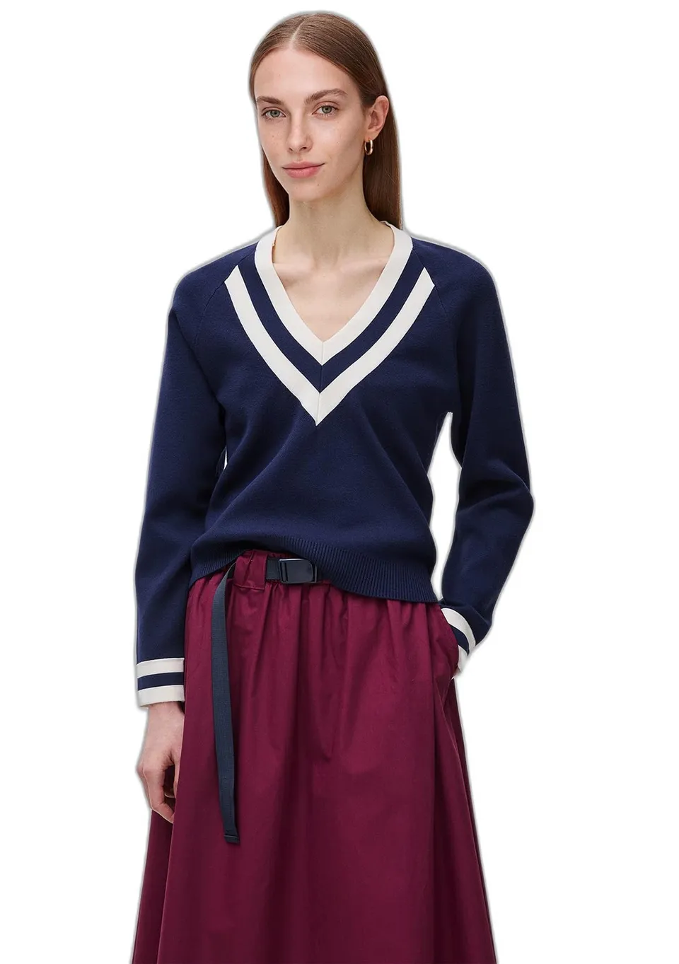 Benetton Maglieria 1z8ce403q maglia scollo a V boxy jacquard