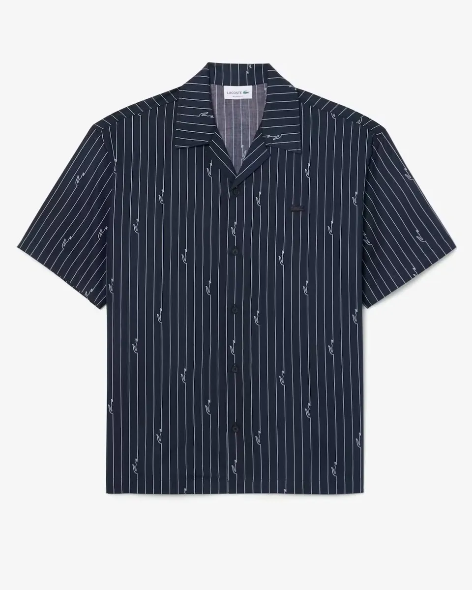 Lacoste CH2343 Camicia Twill Noir Blanc Taglia 41