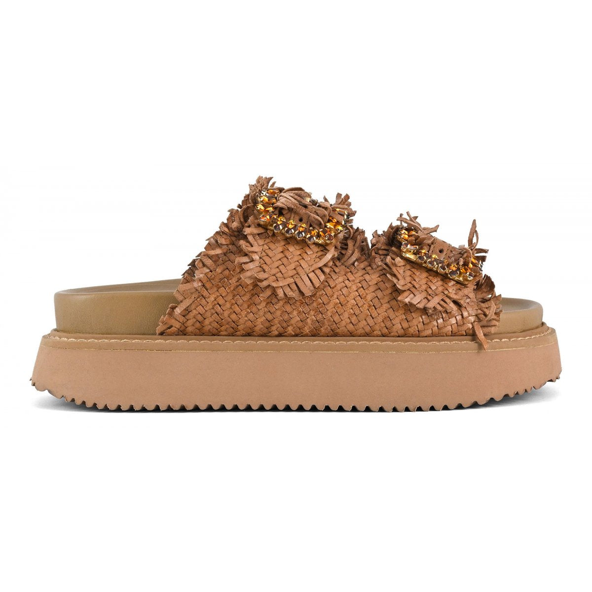 Coral Blue CB K225 02 sandalo gioiello donna Cognac platform
