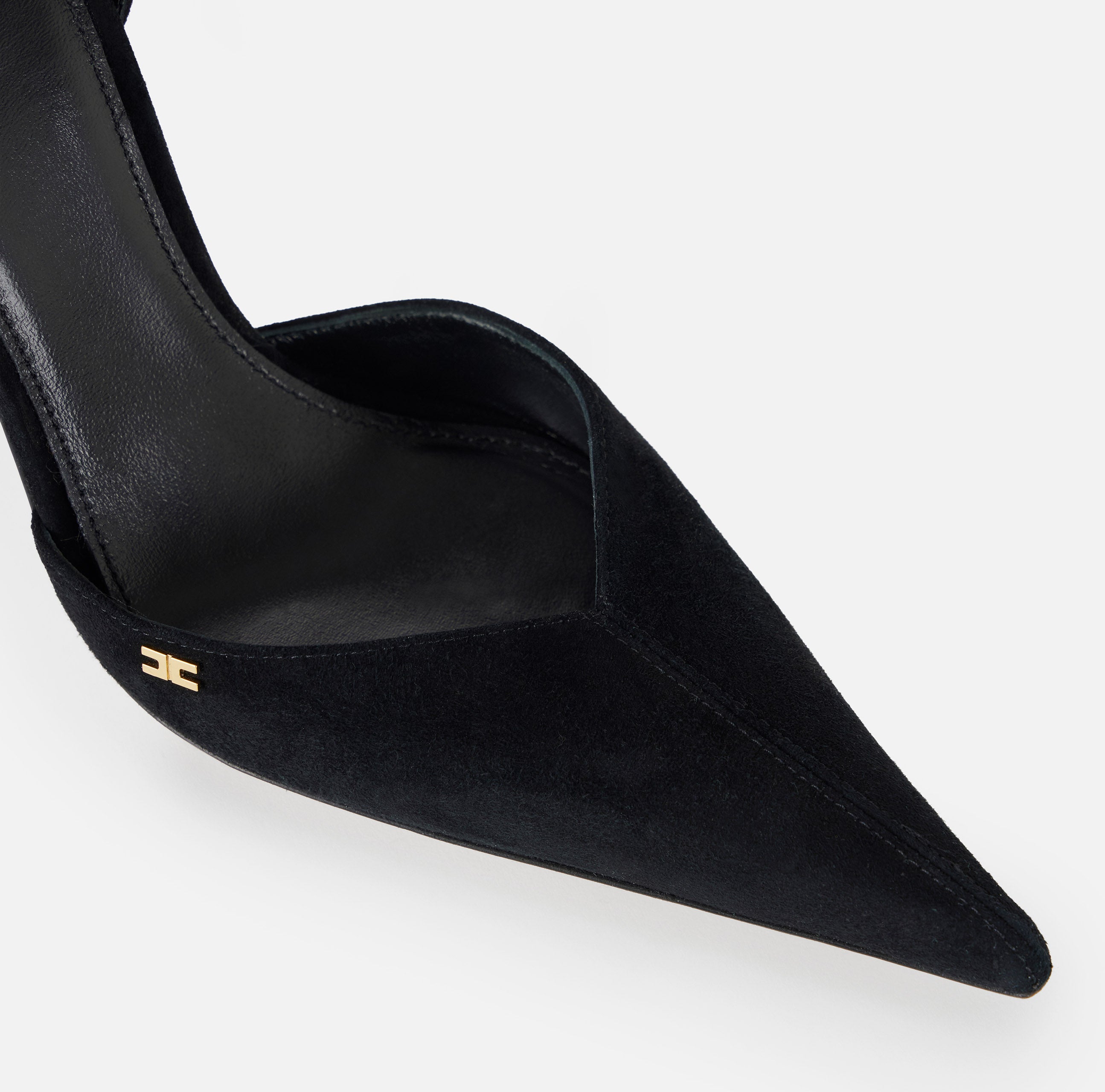 Elisabetta Franchi Piuma SA04L67E2 Sandalo Donna Nero Suede Tacco