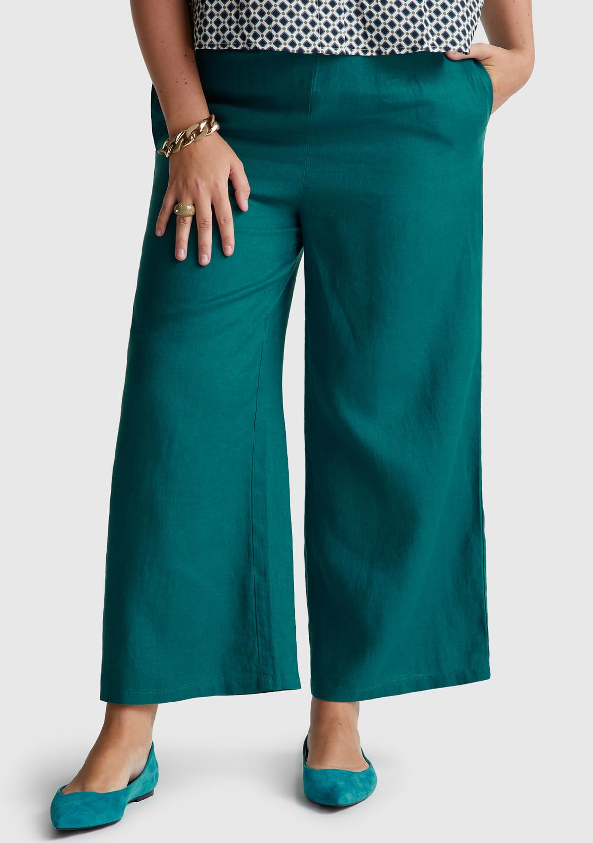 Benetton 4aghdf09g Pantaloni Donna Lino Blu Notte 016