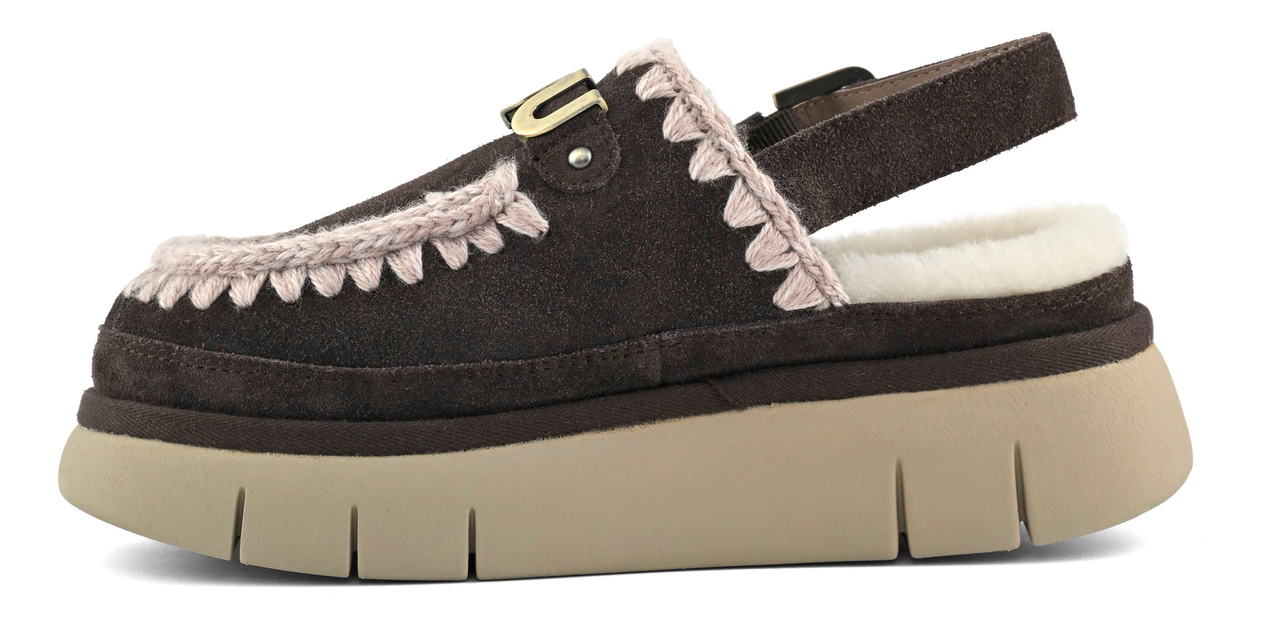 Mou FW531026A sabot donna mocha camoscio platform