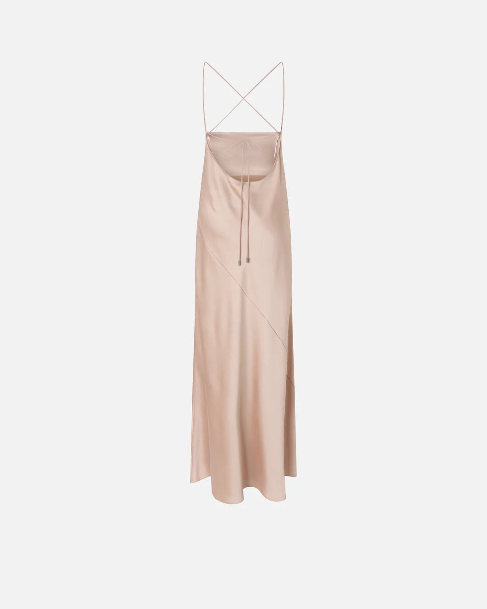 Pinko Farro 106587 A1Y5 abito lungo rosa satin