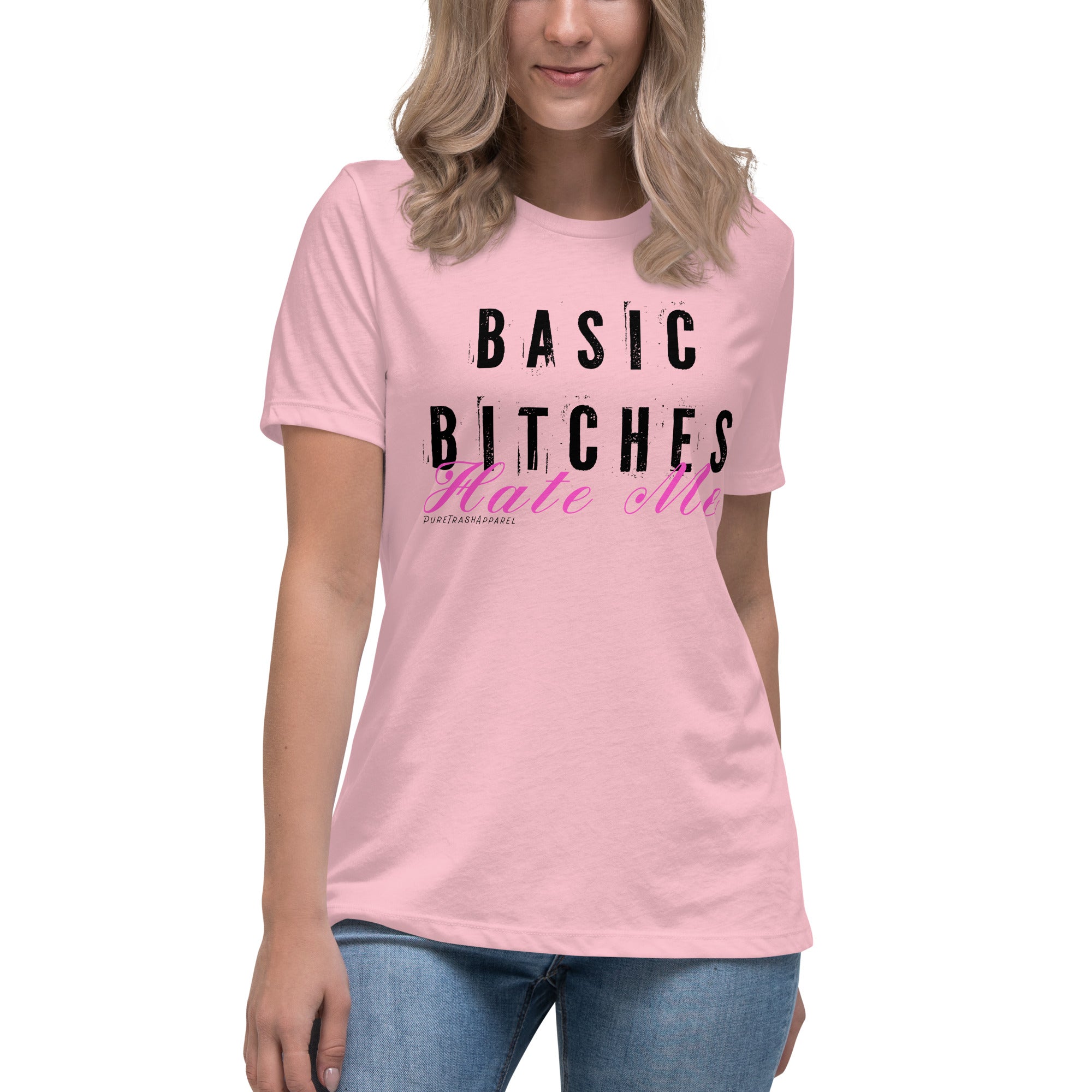 Pure Trash Basic Bitches Hate Me maglietta donna nera cotone