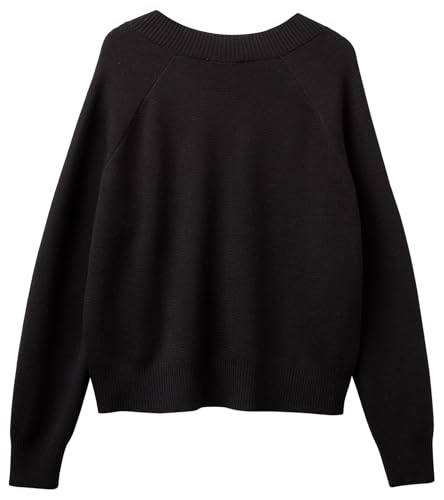 Benetton Maglieria 1j9yd403s maglione scollo a V nero bottoni