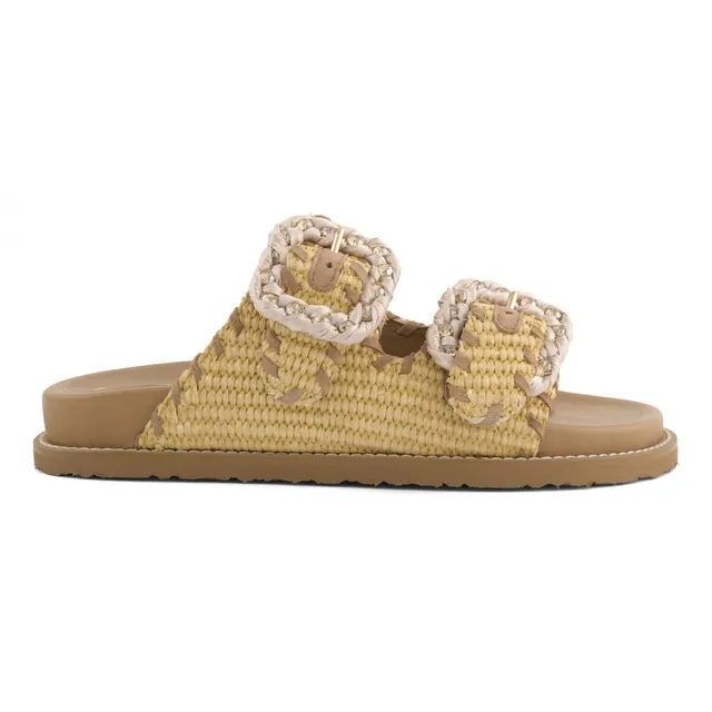 Coral Blue CB.K226 02 Sandalo Raffia Natural Pelle