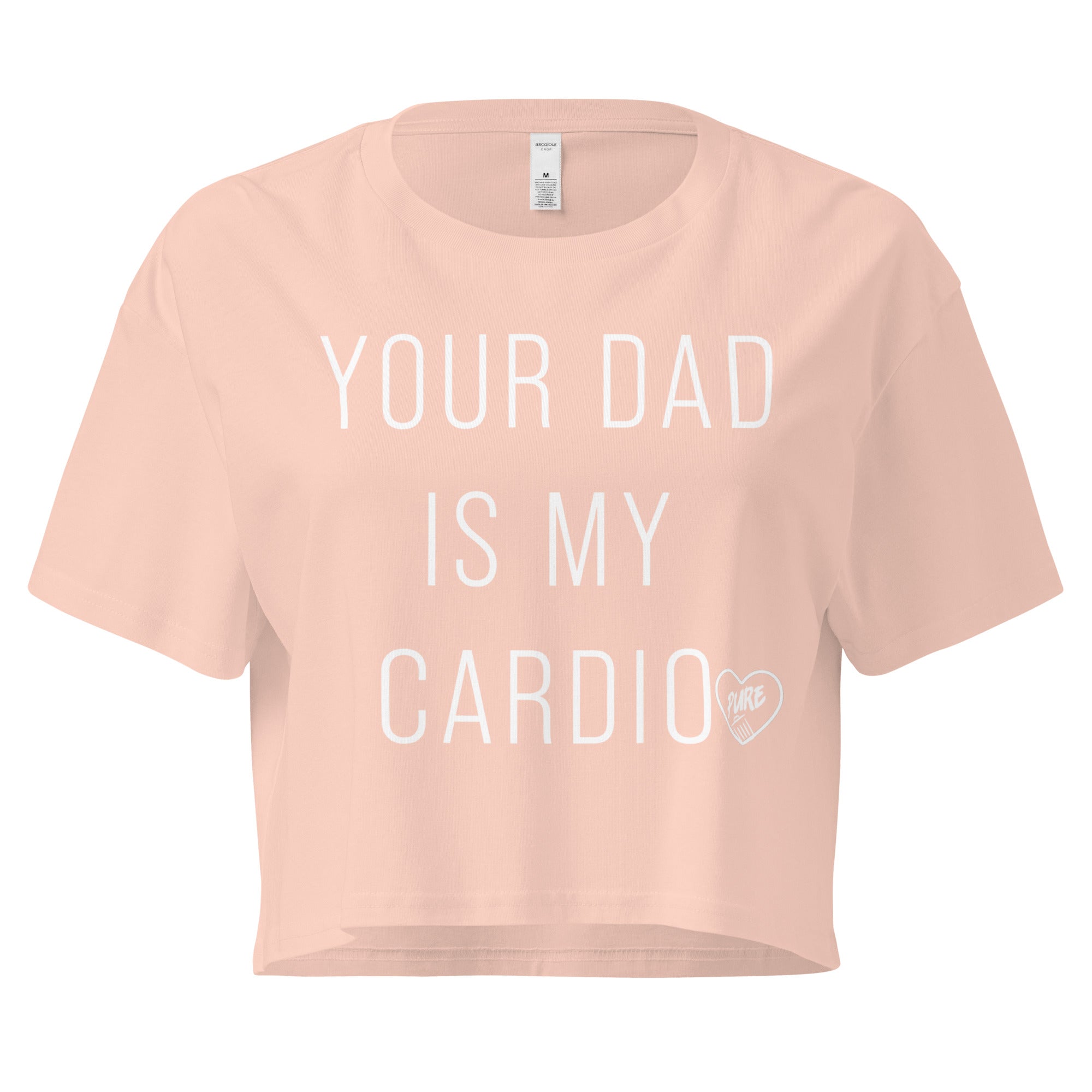 Pure Trash Your Dad is My Cardio top crop nero cotone
