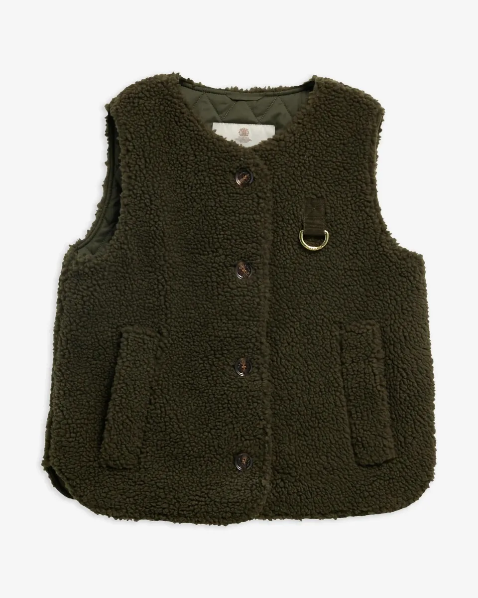 Barbour Bowes LGI0228 Gilet Donna Olive Pile Teddy
