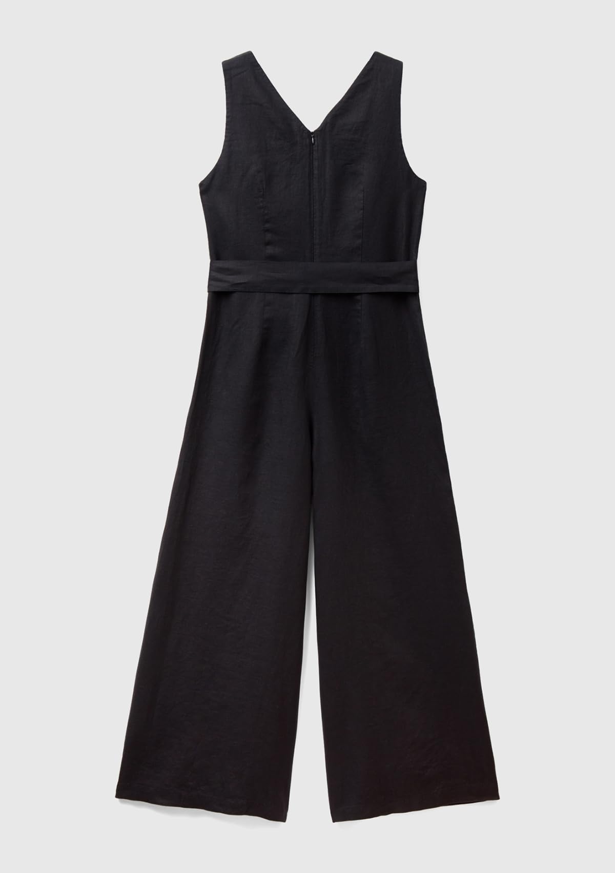 Benetton Tuta Donna Nero 100 Lino Scollo a V