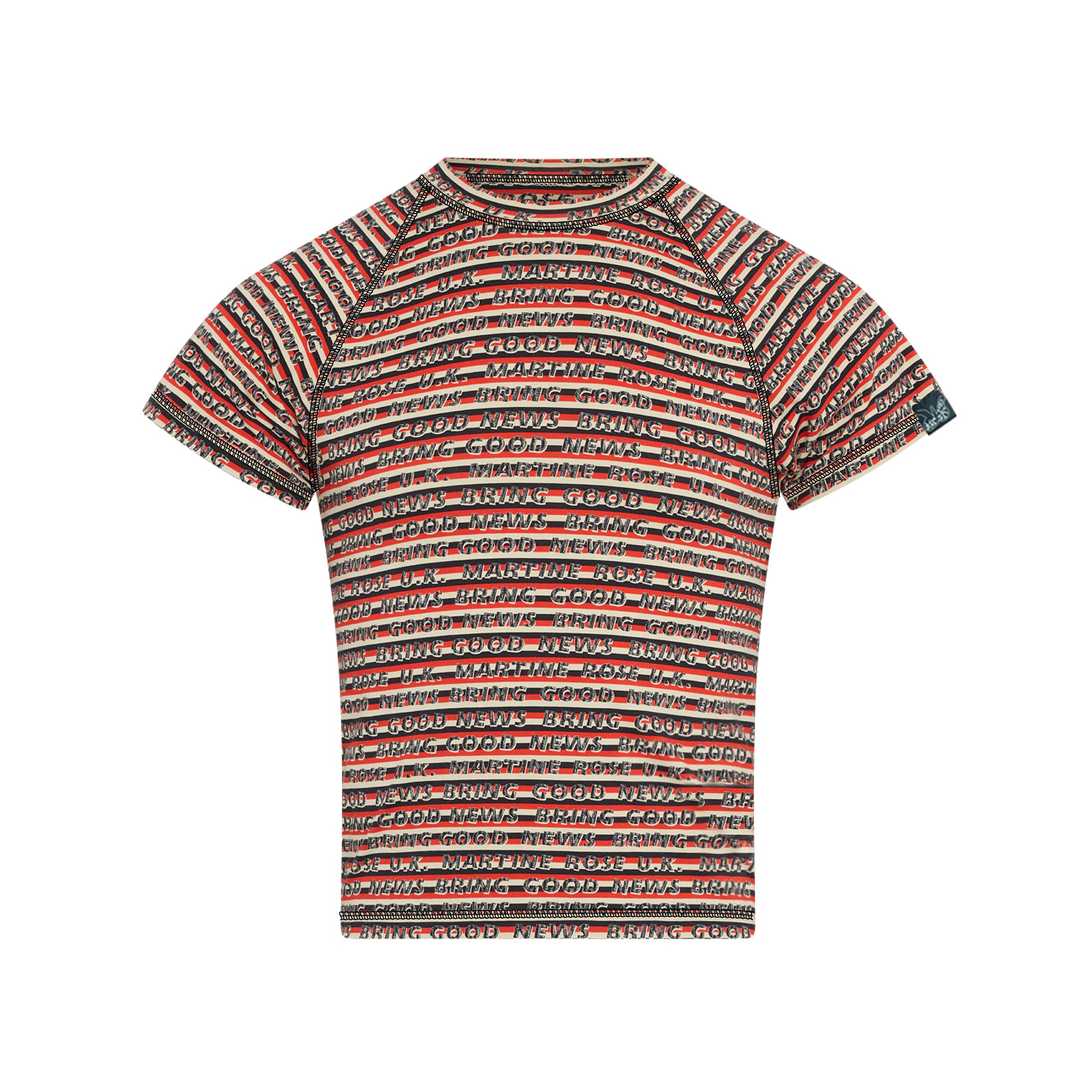Martine Rose Raglan Shrunken T-Shirt righe rosso grigio slim