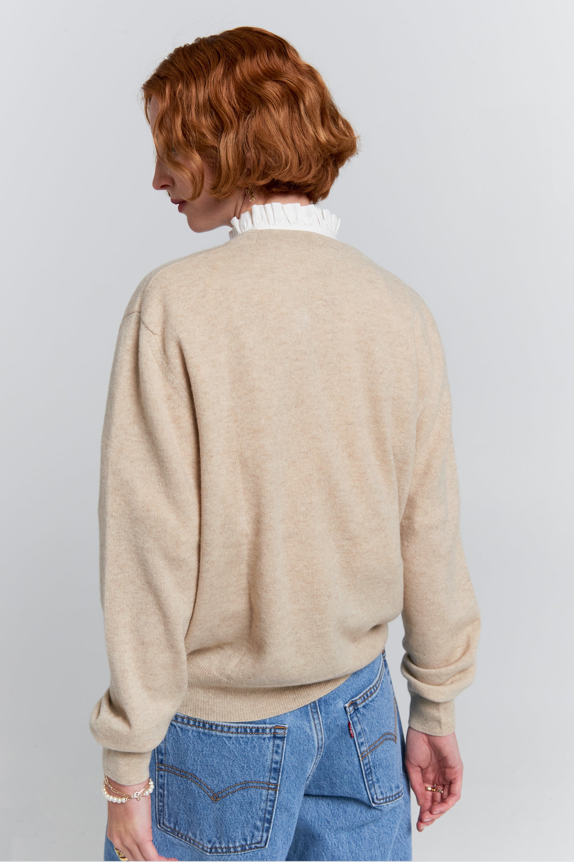 Karen Walker Classic Cashmere Sweater maglione Stone Marle cashmere