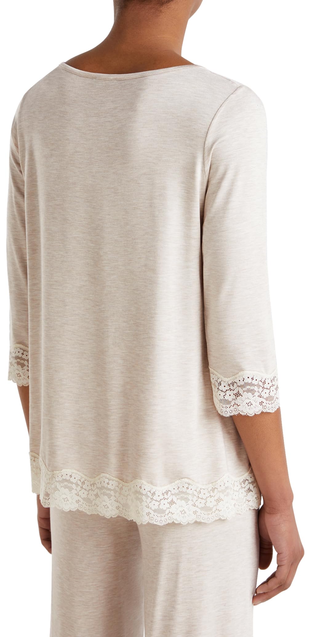 Benetton 3z123m07e maglia pigiama donna S pizzo beige