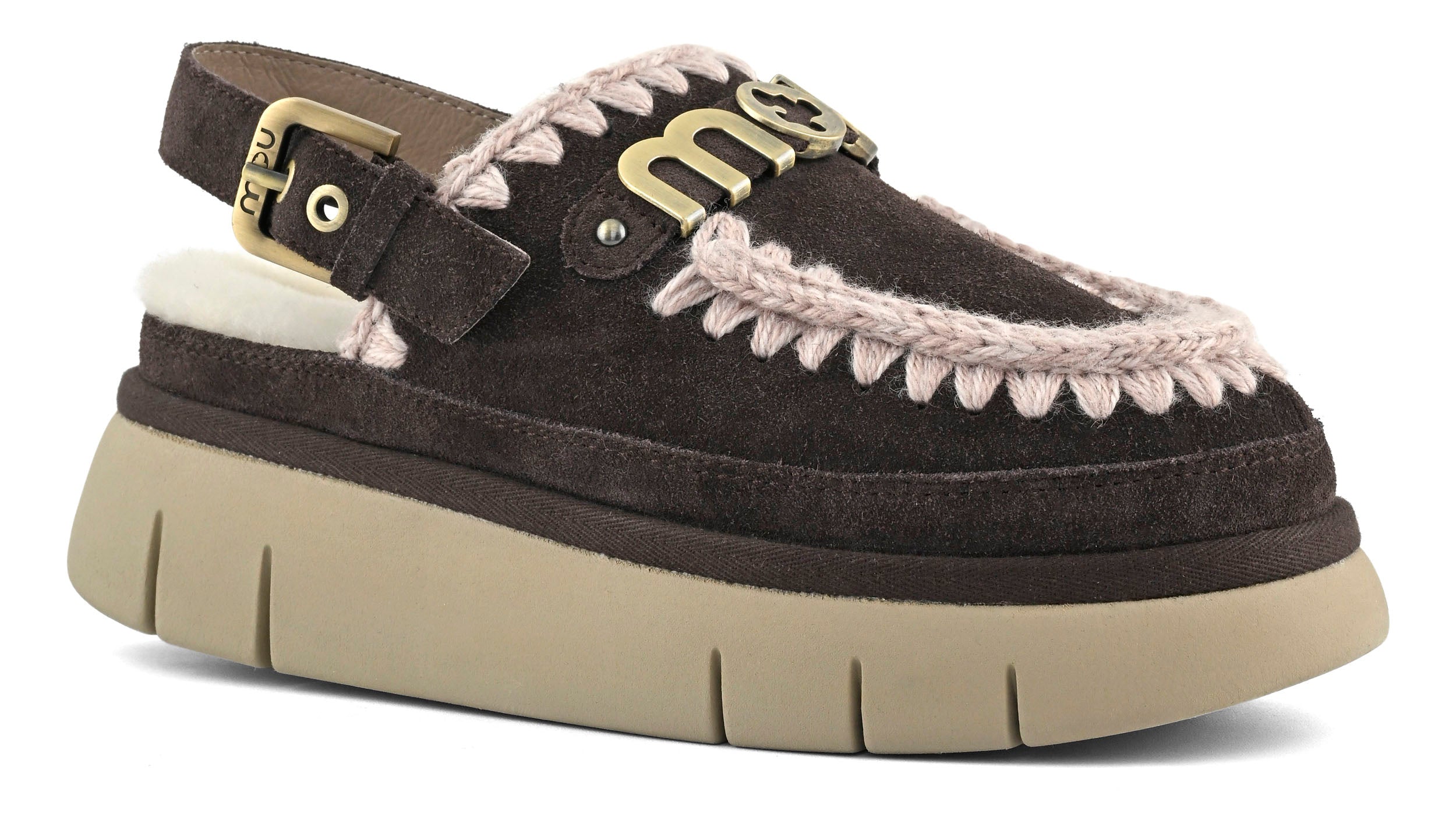 Mou FW531026A sabot donna mocha camoscio platform