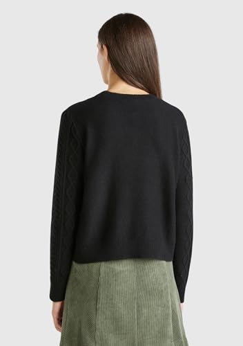 Benetton 1qcsd10cc maglione donna M nero misto lana strass