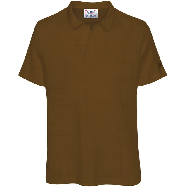 MC2 Saint Barth Fraser polo uomo marrone puro lino