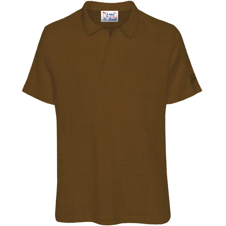 MC2 Saint Barth Fraser polo uomo marrone puro lino