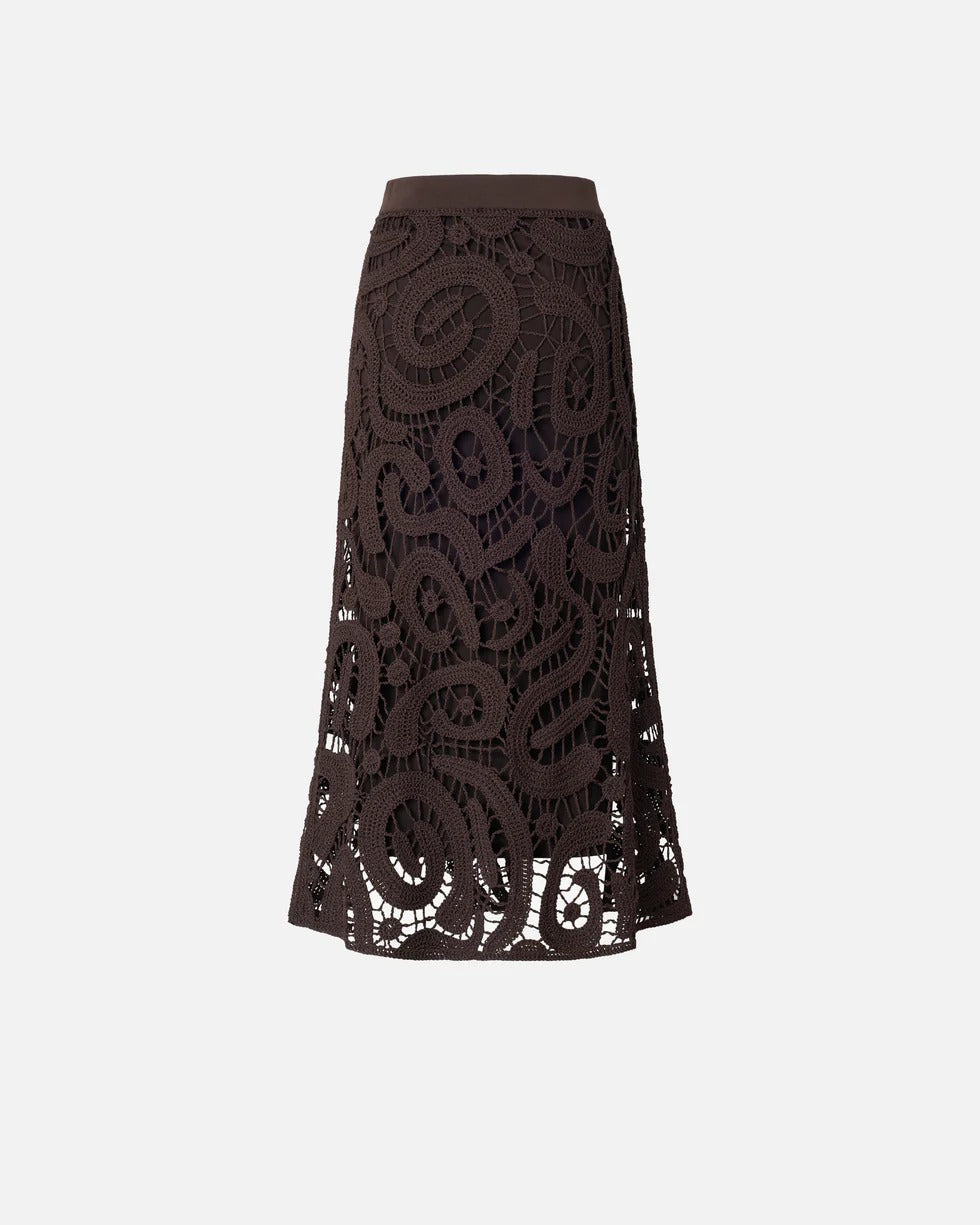 Pinko Maestrale 106353 A354 gonna midi marrone crochet