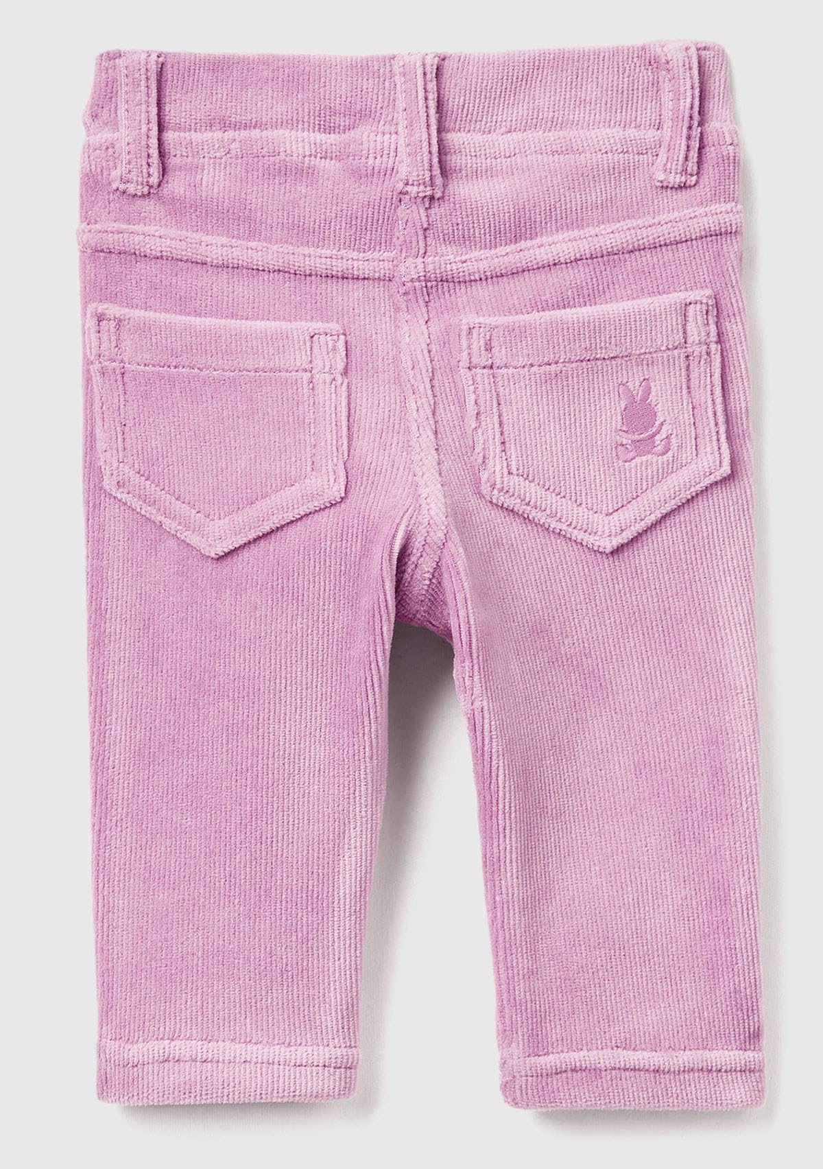 Benetton 4DZBAE003 pantaloni bimbo cotone rosa ricamo coniglio