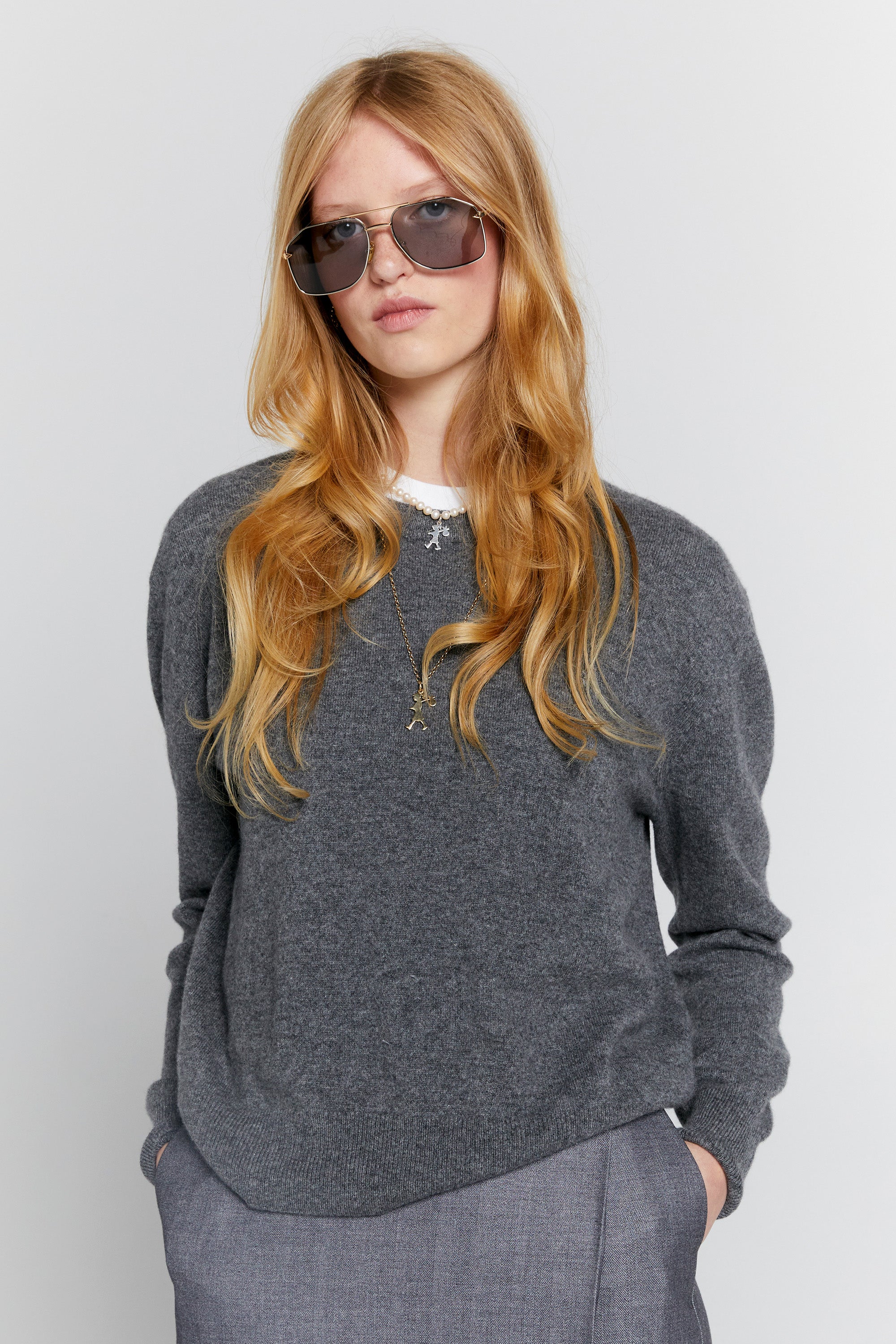 Karen Walker Classic Maglione cashmere grigio marle