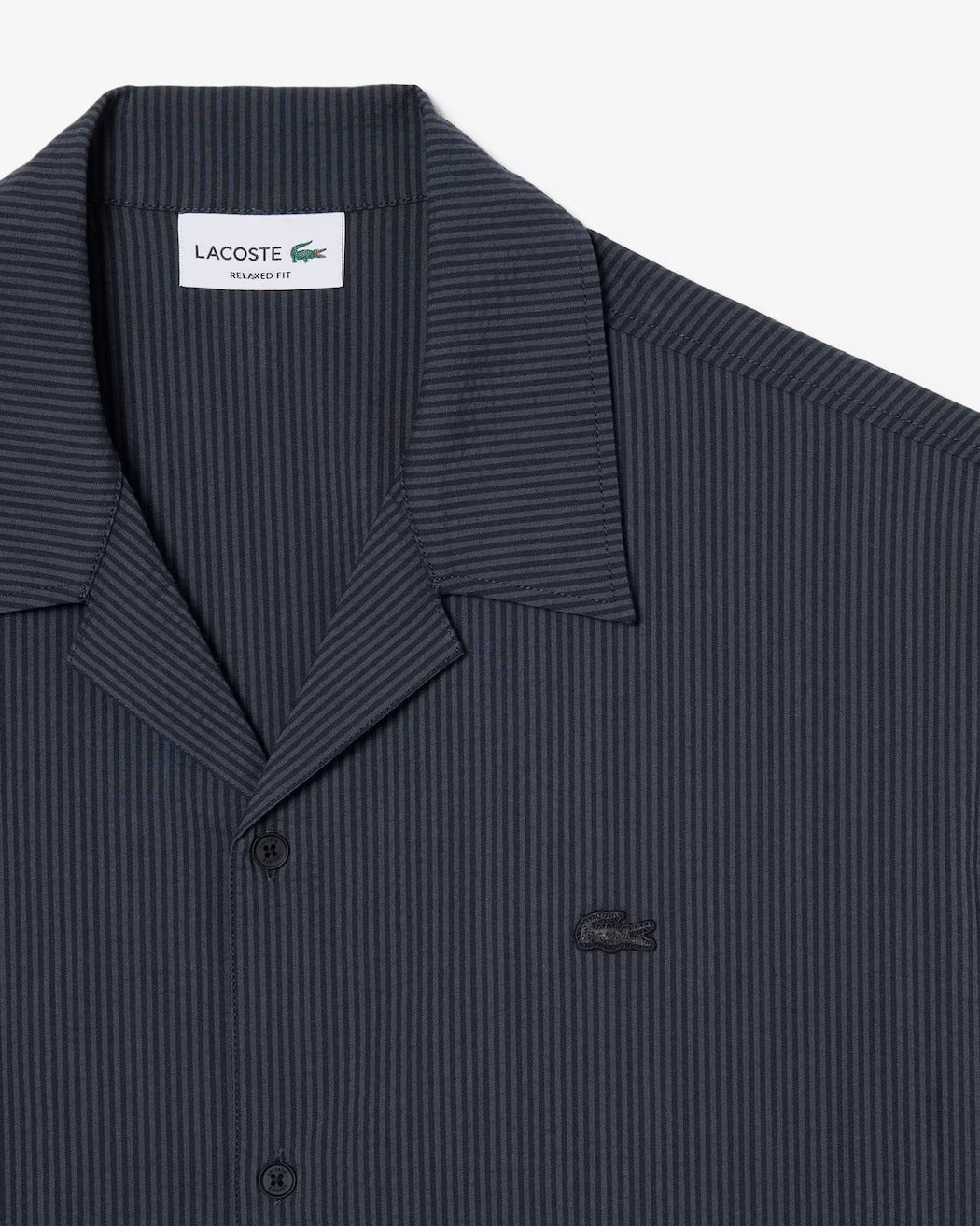 Lacoste CH2355 camicia seersucker maniche corte noir grigio