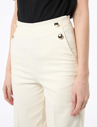 Benetton Pantaloni Palazzo Donna Bianchi 36 Vita Alta
