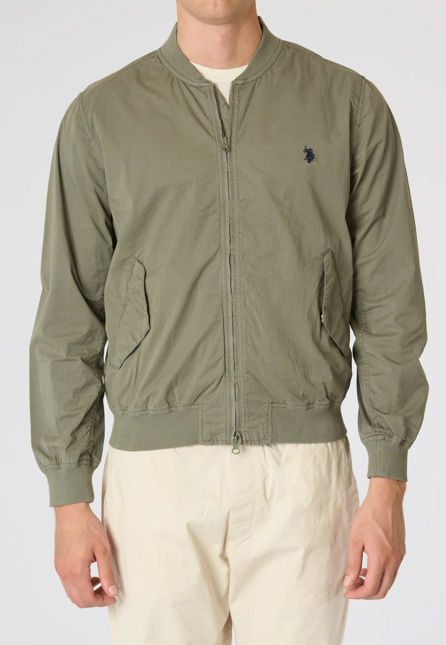 U.S. Polo ASSN. US43125004 Giacca Bomber Uomo Cachi Cotone