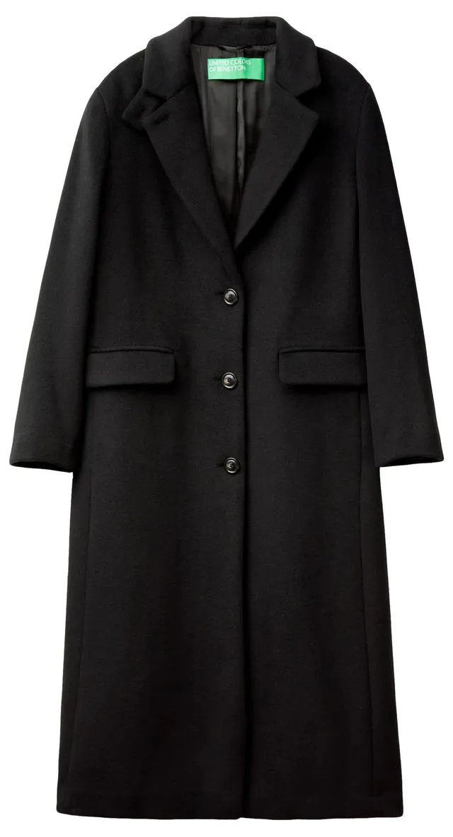 Benetton Cappotto 28hfdn069 Donna Lungo Lana